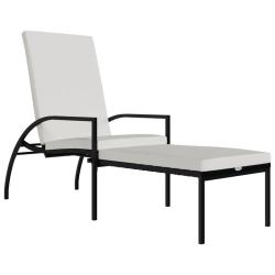 Transat chaise longue bain de soleil lit de jardin terrasse meuble d'ext&eacute;rieur avec repose-pied r&eacute;s