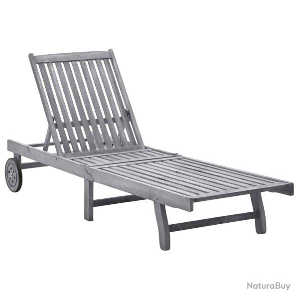 Transat chaise longue bain de soleil lit de jardin terrasse meuble d'extrieur bois d'acacia solide