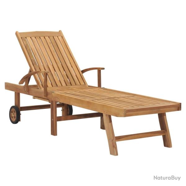 Transat chaise longue bain de soleil lit de jardin terrasse meuble d'ext�rieur bois de teck solide