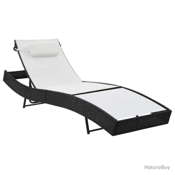 Transat chaise longue bain de soleil lit de jardin terrasse meuble d'extrieur avec oreiller rsine