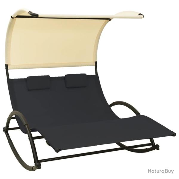 Transat chaise longue bain de soleil lit de jardin terrasse meuble d'extrieur double avec auvent t