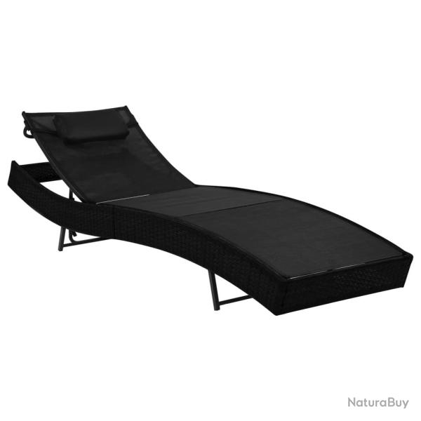 Transat chaise longue bain de soleil lit de jardin terrasse meuble d'ext�rieur avec oreiller r�sine
