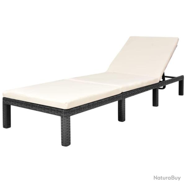 Transat chaise longue bain de soleil lit de jardin terrasse meuble d'ext�rieur avec coussin r�sine