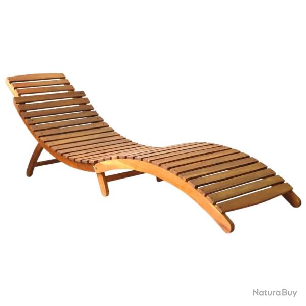 Transat chaise longue bain de soleil lit de jardin terrasse meuble d'extrieur bois d'acacia solide