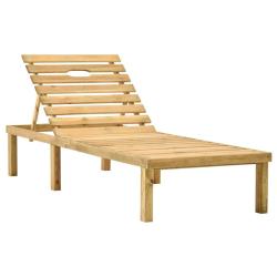 Transat chaise longue bain de soleil lit de jardin terrasse meuble d'ext&eacute;rieur bois de pin impr&eacute;gn&eacute;
