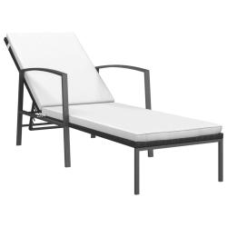 Transat chaise longue bain de soleil lit de jardin terrasse meuble d'ext&eacute;rieur avec coussin r&eacute;sine