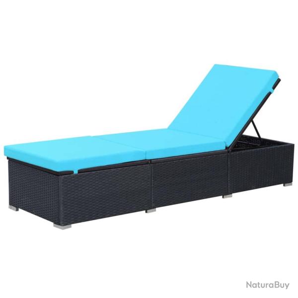 Transat chaise longue bain de soleil lit de jardin terrasse meuble d'ext�rieur avec coussin r�sine