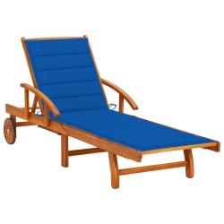 Transat chaise longue bain de soleil lit de jardin terrasse meuble d'ext&eacute;rieur avec coussin bois d'
