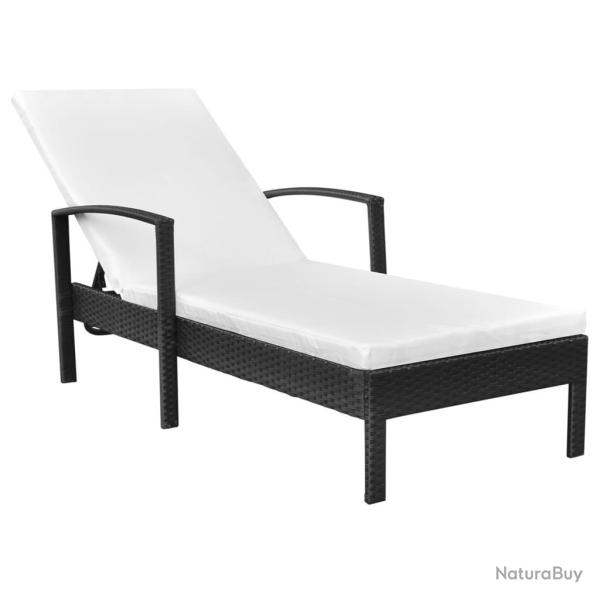 Transat chaise longue bain de soleil lit de jardin terrasse meuble d'extrieur avec coussin rsine