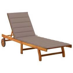 Transat chaise longue bain de soleil lit de jardin terrasse meuble d'ext&eacute;rieur avec coussin bois d'
