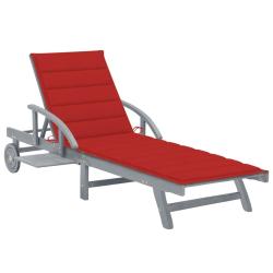 Transat chaise longue bain de soleil lit de jardin terrasse meuble d'ext&eacute;rieur avec coussin bois d'