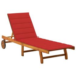 Transat chaise longue bain de soleil lit de jardin terrasse meuble d'ext&eacute;rieur avec coussin bois d'
