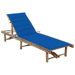 Transat chaise longue bain de soleil lit de jardin terrasse meuble d'ext&eacute;rieur avec coussin bambou