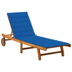 Transat chaise longue bain de soleil lit de jardin terrasse meuble d'ext&eacute;rieur avec coussin bois d'