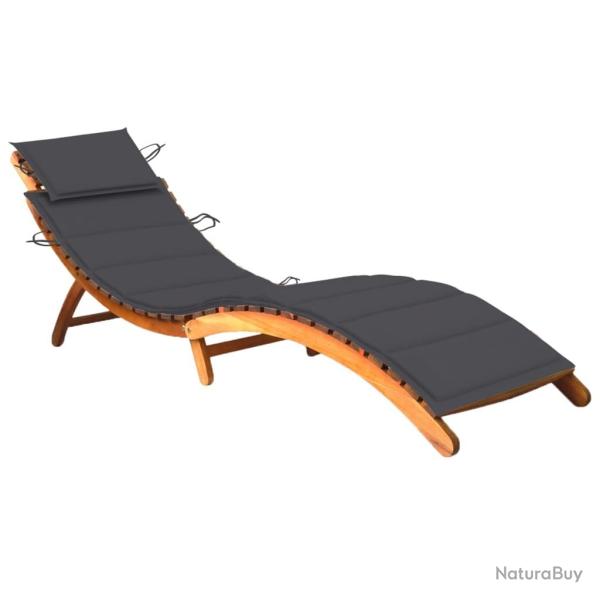Transat chaise longue bain de soleil lit de jardin terrasse meuble d'ext�rieur avec coussin bois d'