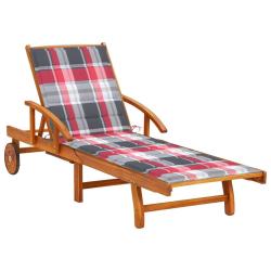 Transat chaise longue bain de soleil lit de jardin terrasse meuble d'ext&eacute;rieur avec coussin bois d'