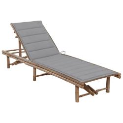 Transat chaise longue bain de soleil lit de jardin terrasse meuble d'ext&eacute;rieur avec coussin bambou