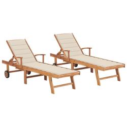Lot de 2 transats chaise longue bain de soleil lit de jardin terrasse meuble d'ext&eacute;rieur avec couss