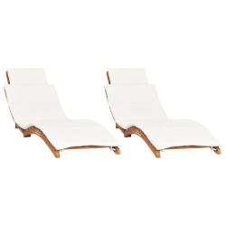 Lot de 2 transats chaise longue bain de soleil lit de jardin terrasse meuble d'ext&eacute;rieur avec couss