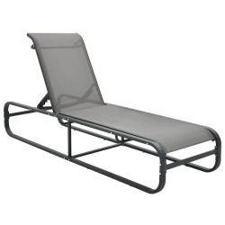 Transat chaise longue bain de soleil lit de jardin terrasse meuble d'ext&eacute;rieur aluminium et textil&egrave;