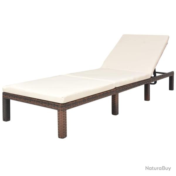Transat chaise longue bain de soleil lit de jardin terrasse meuble d'extrieur avec coussin rsine