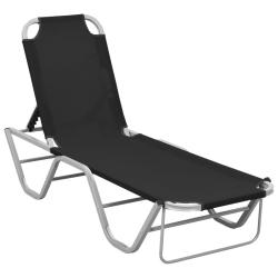 Transat chaise longue bain de soleil lit de jardin terrasse meuble d'ext&eacute;rieur aluminium et textil&egrave;