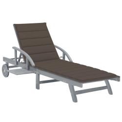 Transat chaise longue bain de soleil lit de jardin terrasse meuble d'ext&eacute;rieur avec coussin bois d'