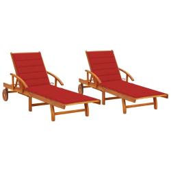 Lot de 2 transats chaise longue bain de soleil lit de jardin terrasse meuble d'ext&eacute;rieur avec couss