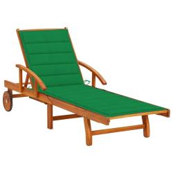 Transat chaise longue bain de soleil lit de jardin terrasse meuble d'ext&eacute;rieur avec coussin bois d'