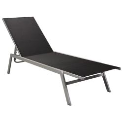 Transat chaise longue bain de soleil lit de jardin terrasse meuble d'ext&eacute;rieur acier et textil&egrave;ne n