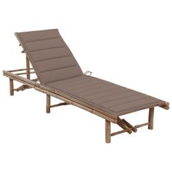 Transat chaise longue bain de soleil lit de jardin terrasse meuble d'ext&eacute;rieur avec coussin bambou