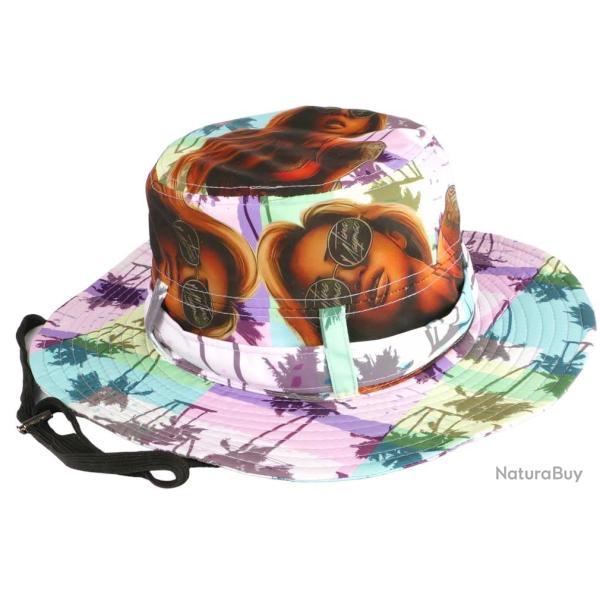 Grand Bob Rose et Vert Print Streetwear Original et Fun avec Ficelle Taille unique Rose