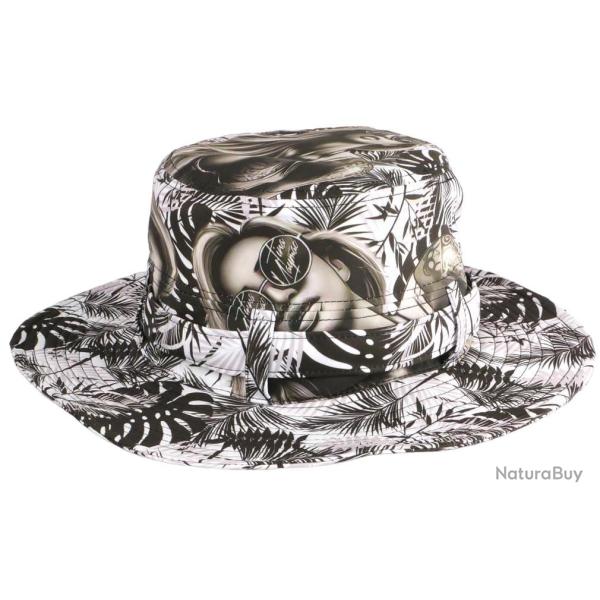 Grand Bob Blanc et Noir Style Streetwear Original et Fun avec Ficelle Taille unique Blanc