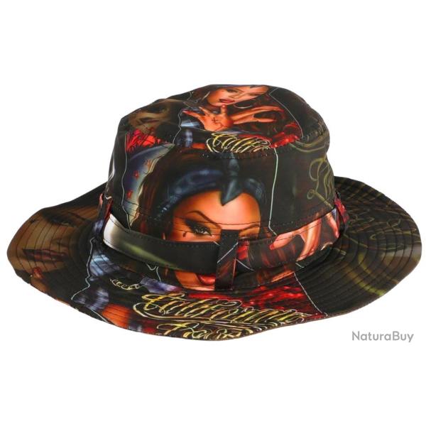 Grand Bob Marron et Rouge Graphisme Streetwear Original California Taille unique Marron