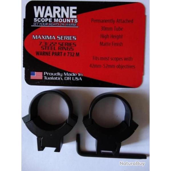 Paire de colliers montage fixe  WARNE 25.4 mm, rail 11mm et option 50% sur une deuxi�me paire H:13mm