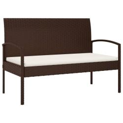 Banc de jardin meuble de patio d'ext&eacute;rieur terrasse avec coussin marron 105 cm r&eacute;sine tress&eacute;e 02_00