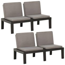 Banc de jardin meuble de patio d'ext&eacute;rieur terrasses de salon de jardin avec coussins 2 pcs plastiq