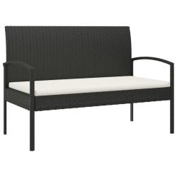 Banc de jardin meuble de patio d'ext&eacute;rieur terrasse avec coussin noir 105 cm r&eacute;sine tress&eacute;e 02_0011