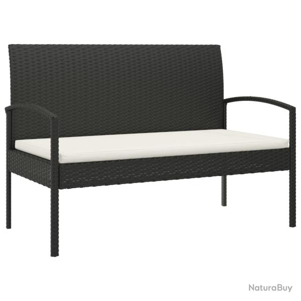 Banc de jardin meuble de patio d'ext�rieur terrasse avec coussin noir 105 cm r�sine tress�e 02_0011