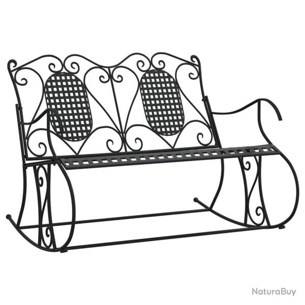 Banc de jardin meuble de patio d'extrieur terrasse  bascule 2 places 113 cm noir acier 02_0011846
