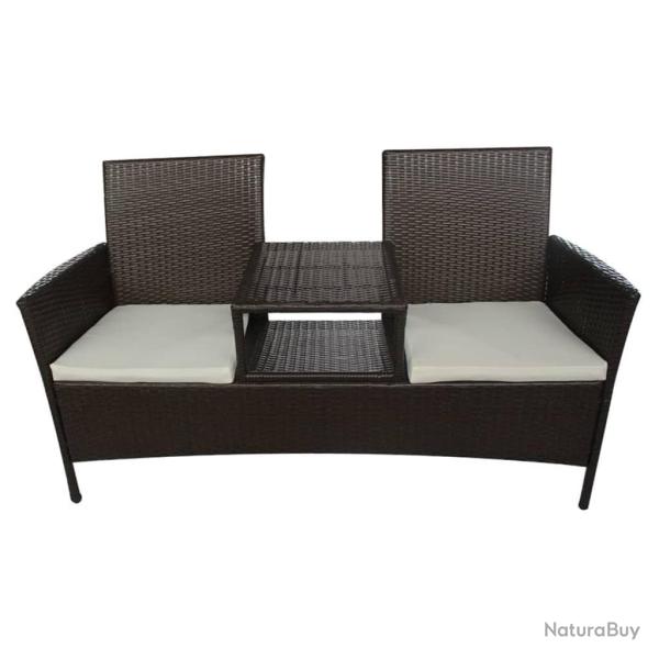 Canap de jardin 2 places et table  th rsine tresse marron 02_0011855