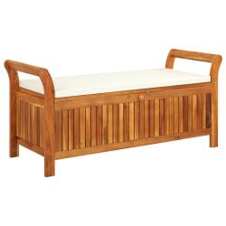 Banc de jardin meuble de patio d'ext&eacute;rieur terrasse de rangement de jardin avec coussin 126 cm bois