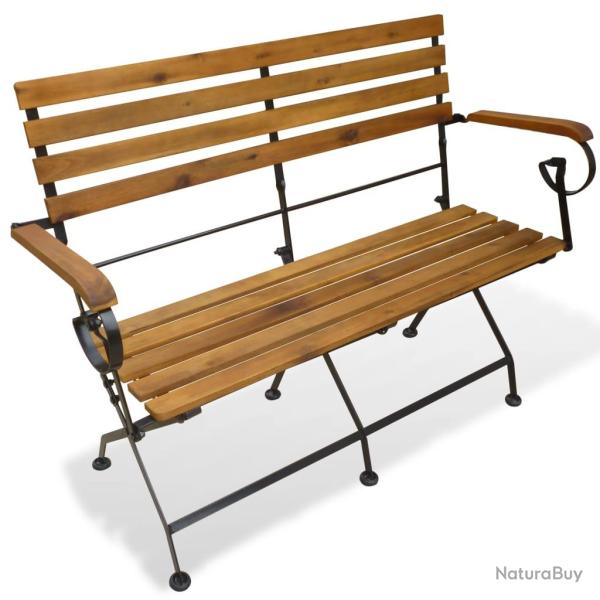 Banc de jardin meuble de patio d'extrieur terrasse pliable de jardin 112 cm bois d'acacia solide 0