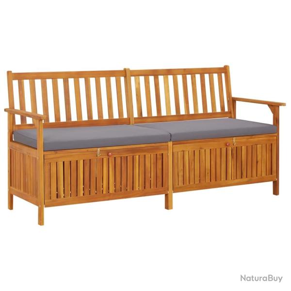 Banc de jardin meuble de patio d'ext�rieur terrasse de rangement avec coussin 170 cm bois d'acacia