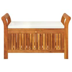Banc de jardin meuble de patio d'ext&eacute;rieur terrasse de rangement de jardin avec coussin 91 cm bois