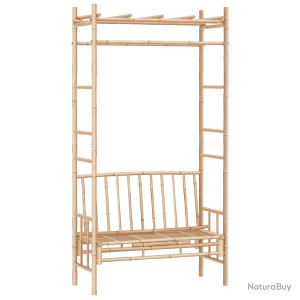 Banc de jardin meuble de patio d'extrieur terrasse avec pergola 116 cm bambou 02_0011638