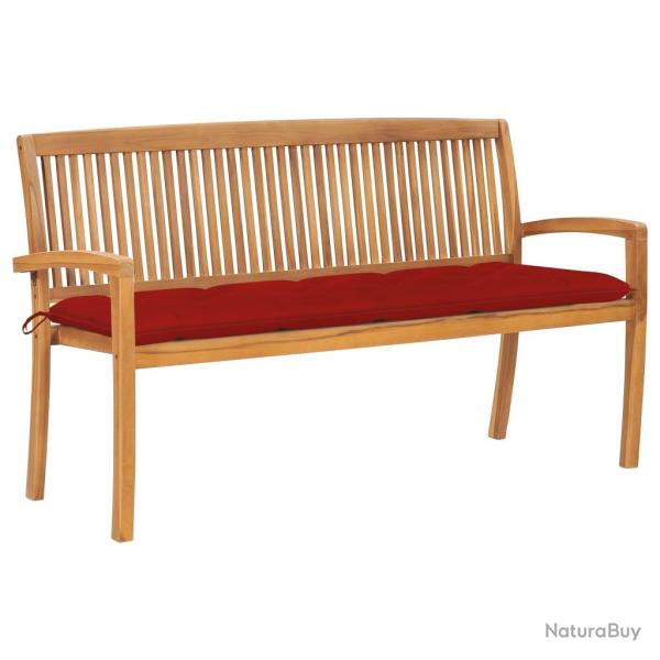 Banc de jardin meuble de patio d'extrieur terrasse empilable et coussin 159 cm bois de teck massif