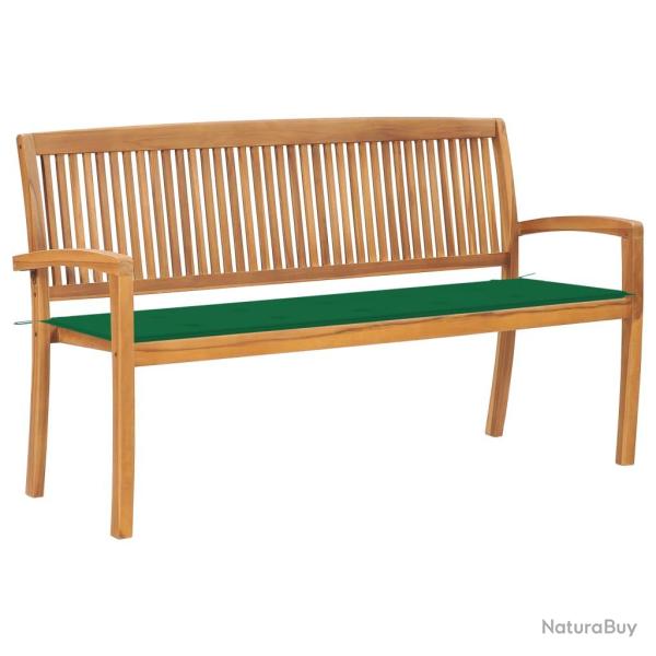 Banc de jardin meuble de patio d'ext�rieur terrasse empilable et coussin 159 cm bois de teck massif