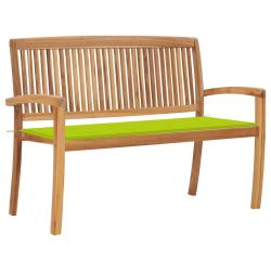 Banc de jardin meuble de patio d'ext&eacute;rieur terrasse empilable et coussin 128,5cm bois de teck massi