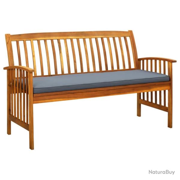 Banc de jardin meuble de patio d'ext�rieur terrasse avec coussin 147 cm bois d'acacia massif 02_001